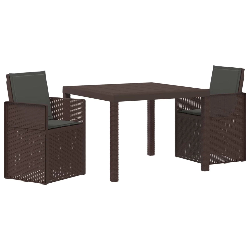 Set da Pranzo per Giardino 3 pcs Marrone e Antracite PP