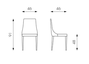 Set 4 Sedie 46x46xH91 cm in Similpelle Myriam Bianco
