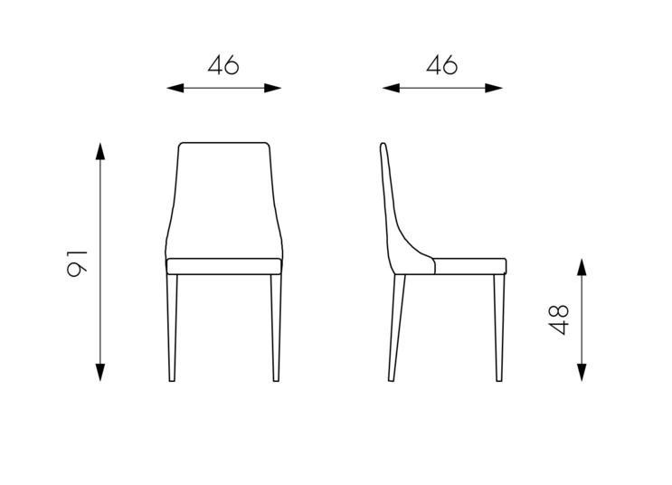Set 4 Sedie 46x46xH91 cm in Similpelle Myriam Bianco