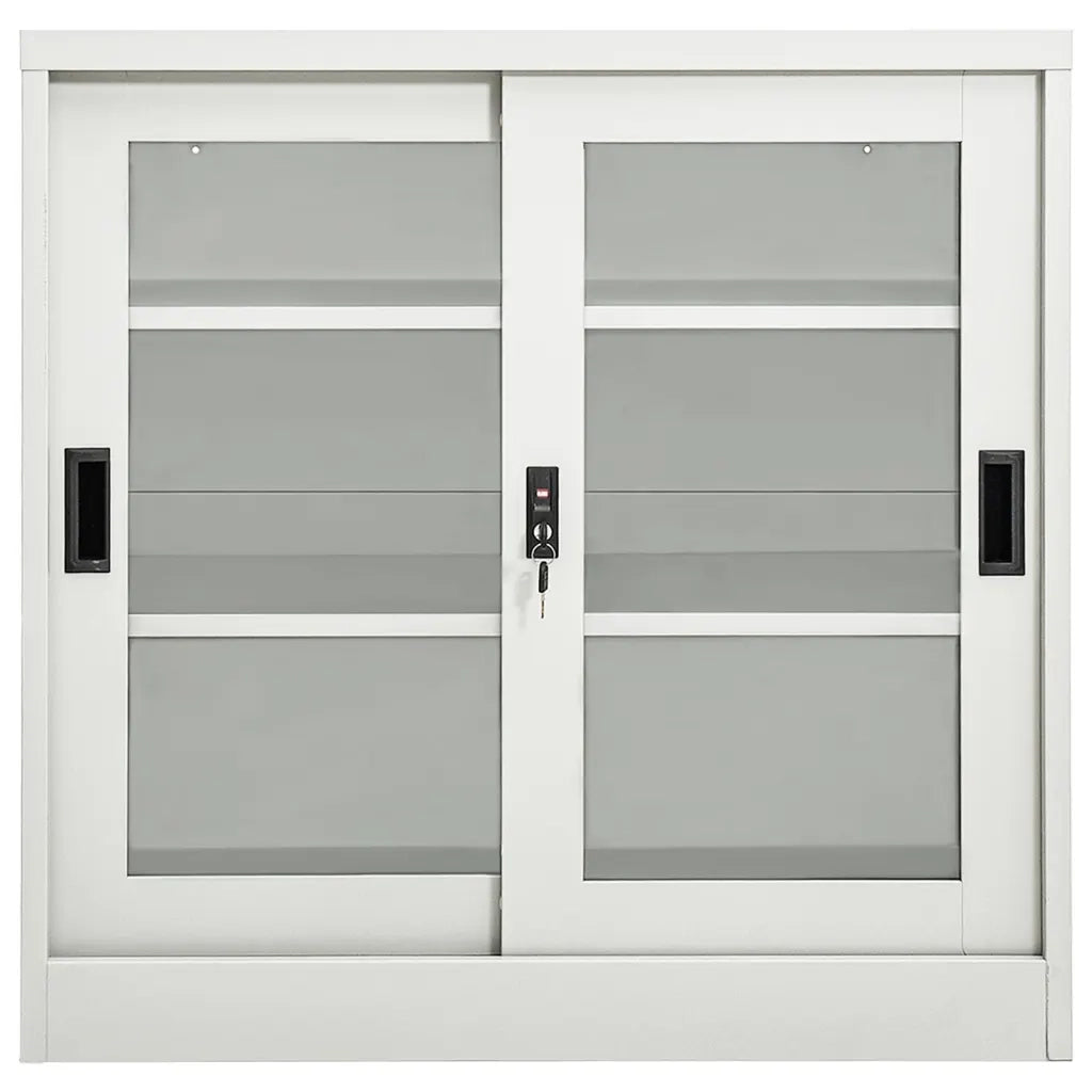 Armadio con Ante Scorrevoli Grigio Chiaro 90x40x90cm in Acciaio cod mxl 46136
