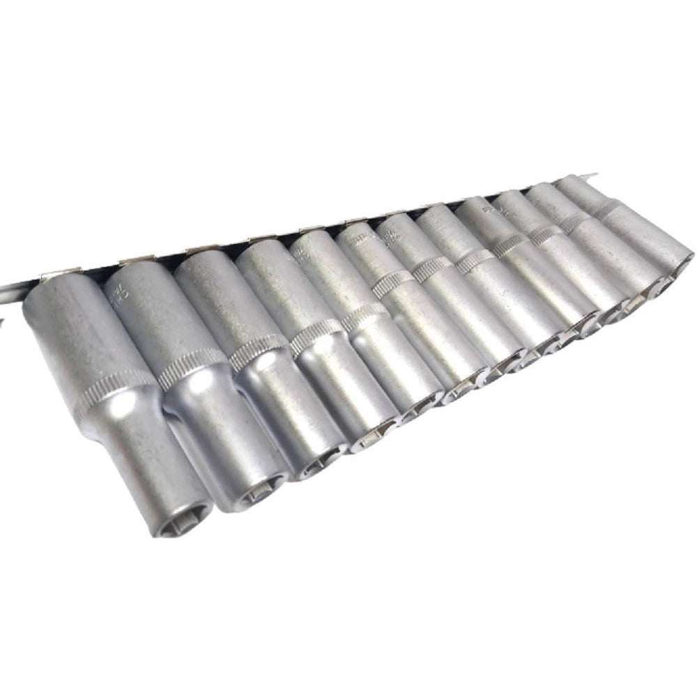 Trade Shop - Set Di Chiavi Bussola Lunghe Da 1/2 Chrome Vanadium 10 A 24 Mm 12 Pezzi Mr70253 -
