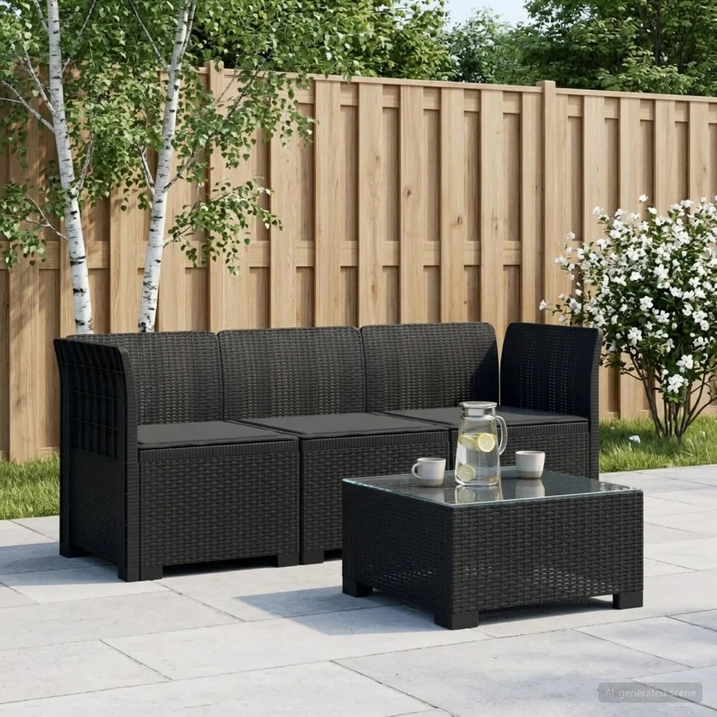 Divano da giardino 3 posti con cuscini in look rattan PP 3443819
