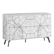 Credenza in legno "Dune" - 123 x 35 x 62 cm - Bianco marmorizzato