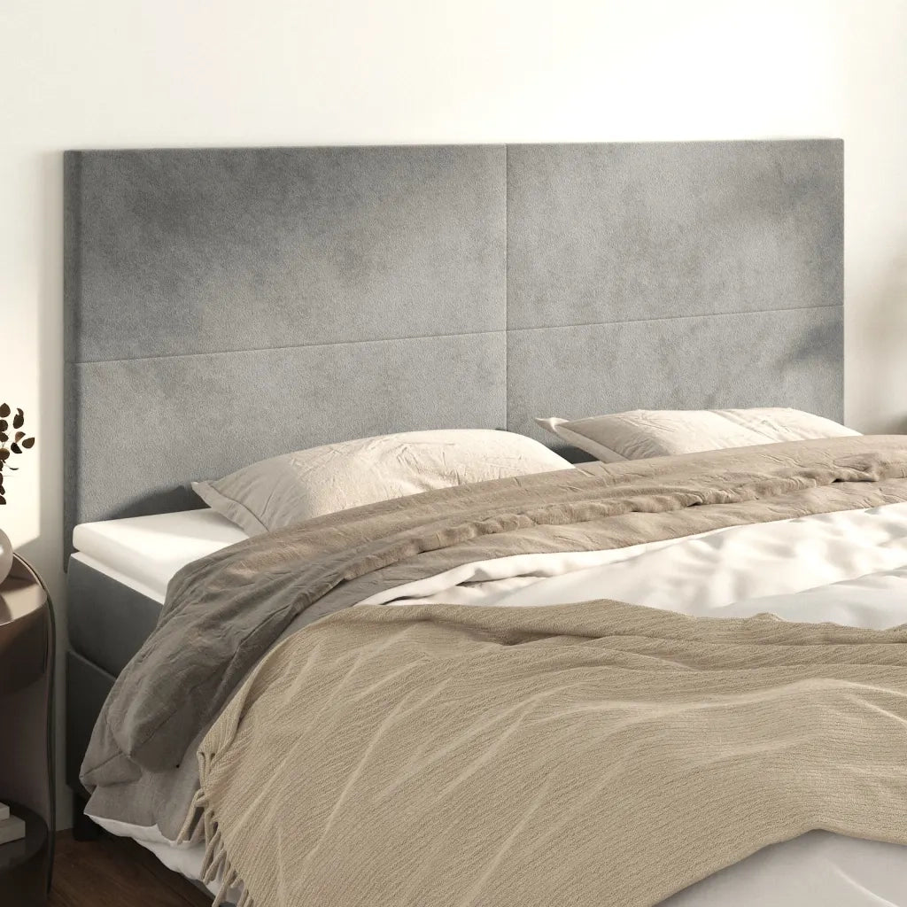 Testiera Grigio Chiaro 200x5x118/128 cm Velluto 3116118