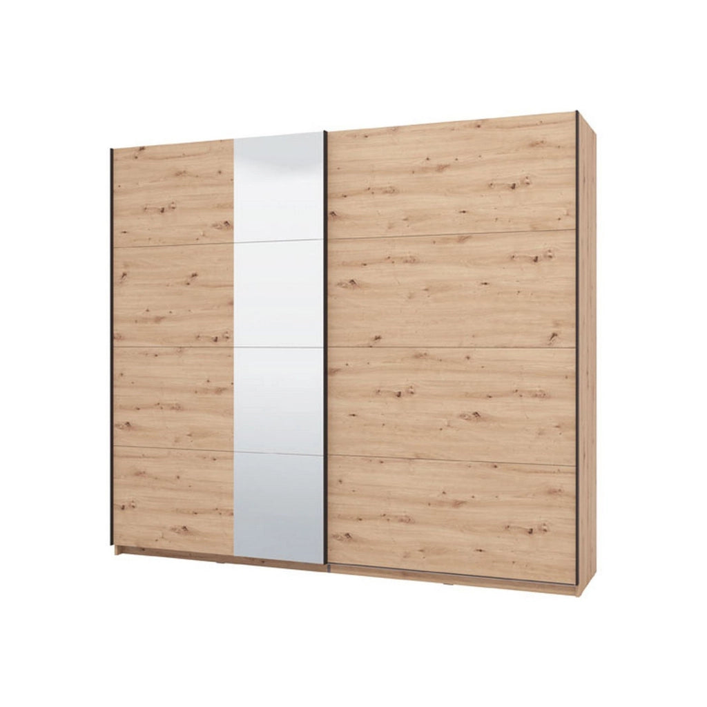 Armadio Camera da Letto Resiutta, Guardaroba Grande 2 Ripiani, 245x217.5h cm Marrone Rovere Nodi