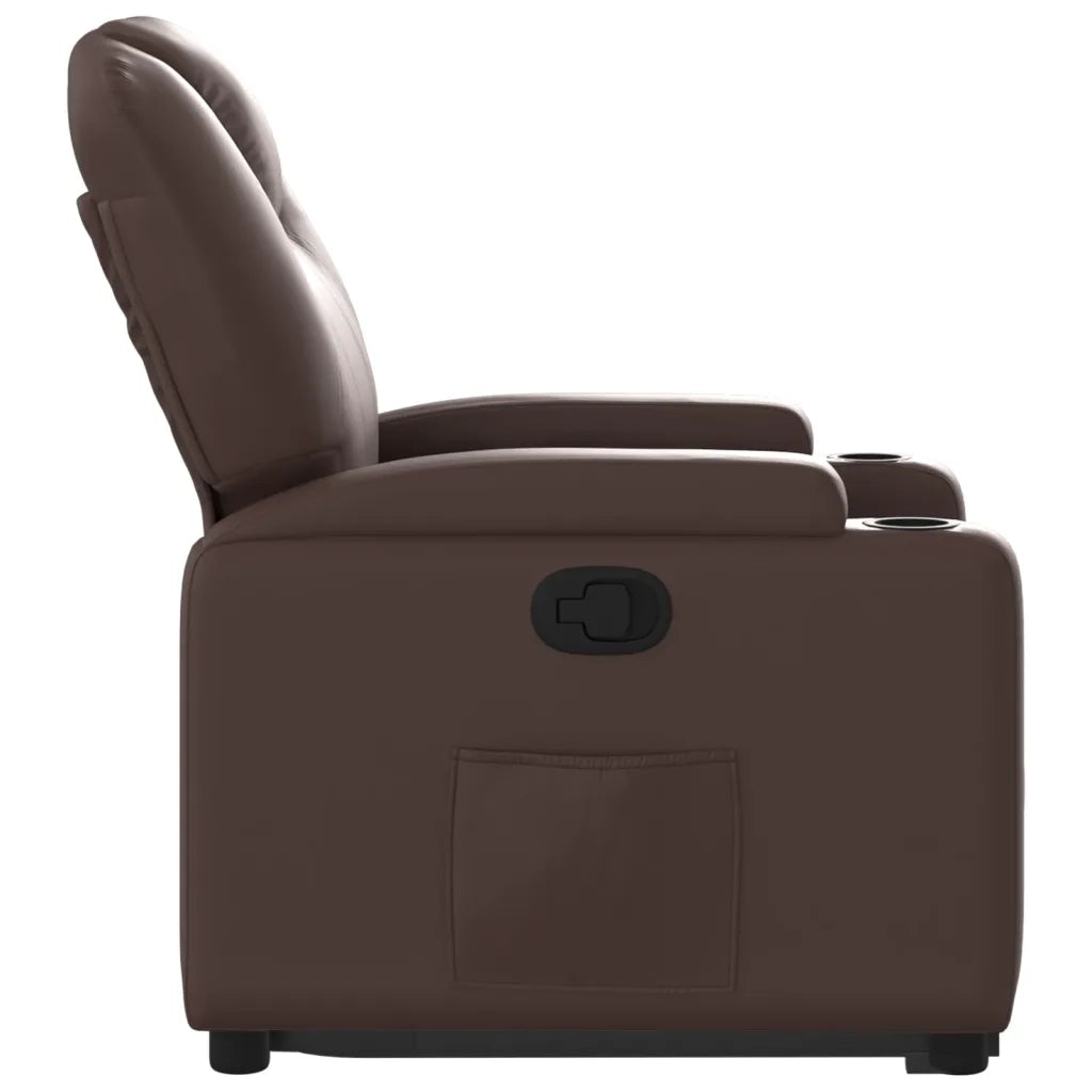 Divano Sedia-Poltrona Alzapersona Reclinabile Marrone in Similpelle 452904