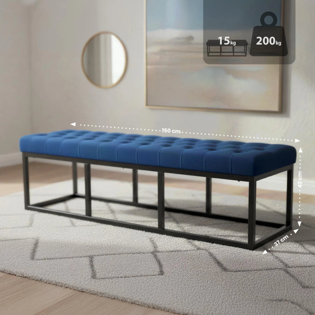 Panca Polson Velluto Nero 150 cm 3