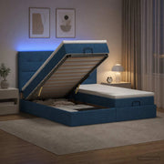 Letto Ottomano con Materasso e LED Blu 180 x 200 cm Tessuto 3458443