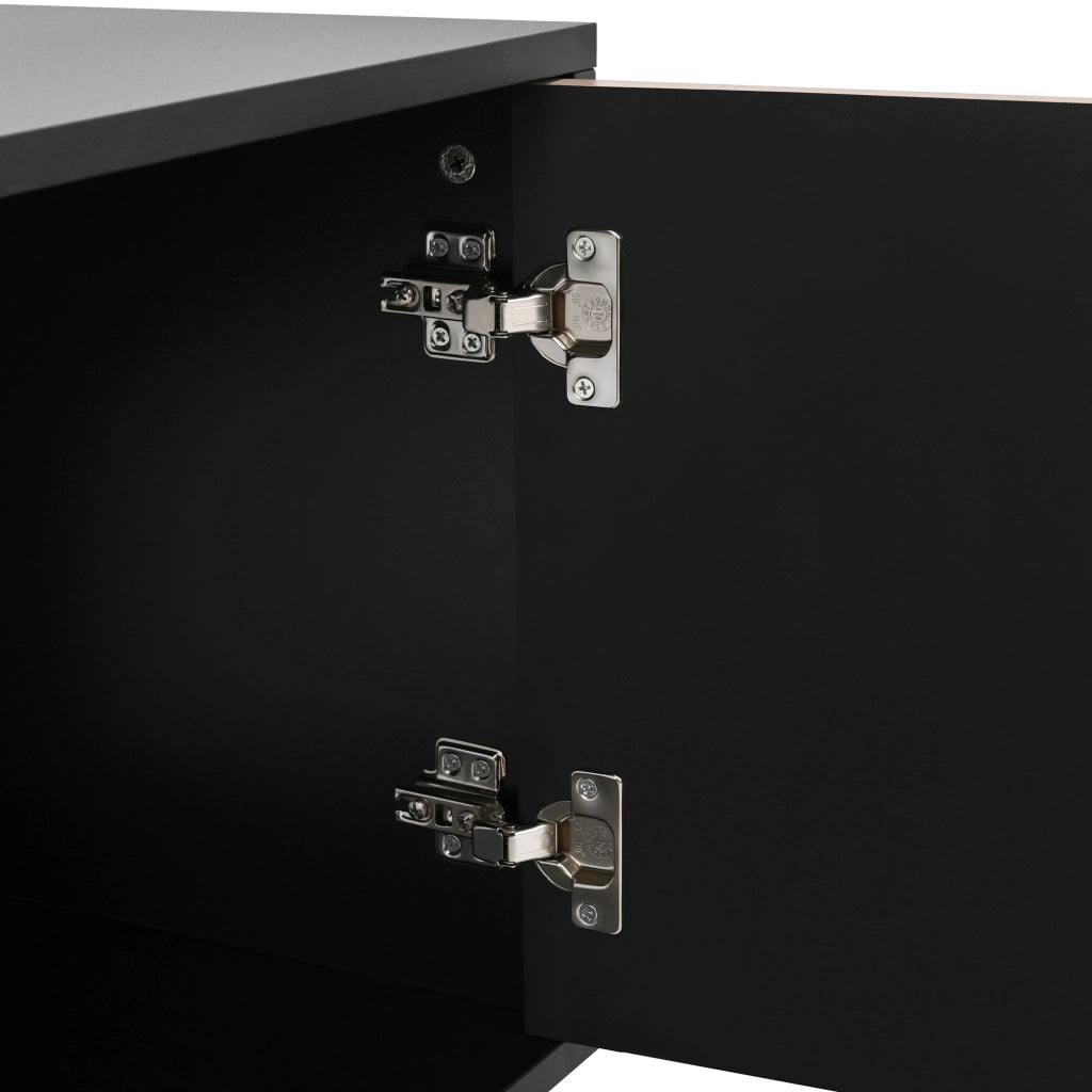 Mobile TV con 4 Ante senza Maniglie e Piedini in Metallo Dorato; Stile Moderno; 179??35??53;5 cm; Nero Naturale