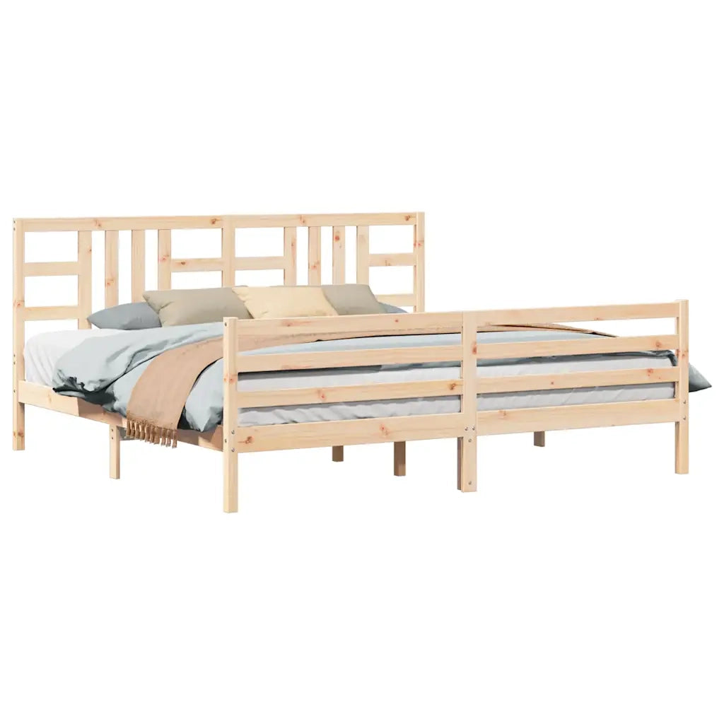 Giroletto con Testiera-Struttura Letto con testiera 200x200 cm in Legno Massello 571411