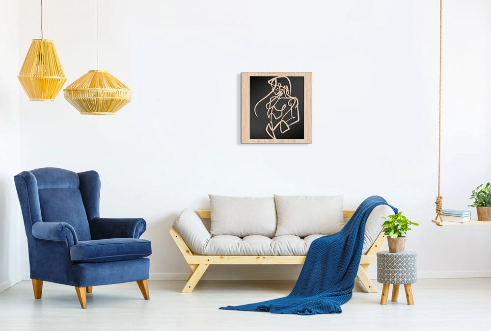 WOMAN LINES - Quadro arredo LASERCUT composito Legno e PVC Misura: 40x40 cm