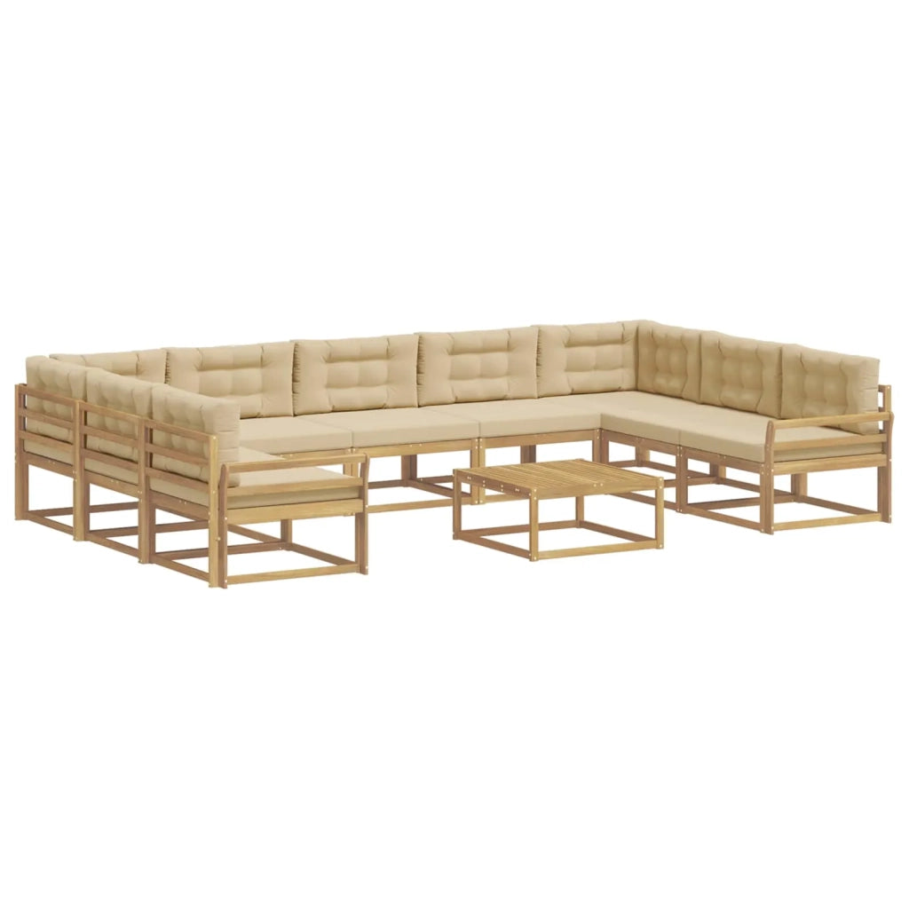 Set di divani da esterno 10 pz Bianco e Beige 3387072