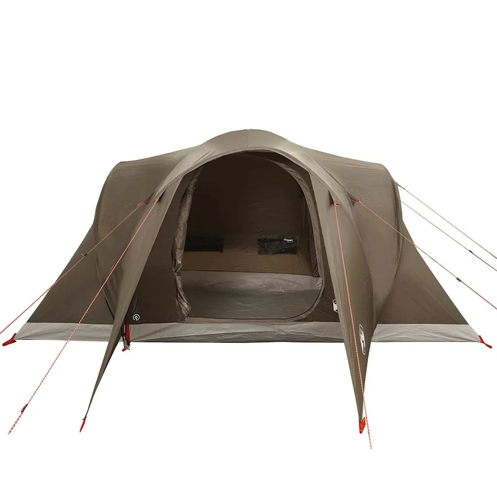 Tenda da Campeggio a Cupola per 6 Persone-Tenda per Escursionismo Marrone Impermeabile 219780