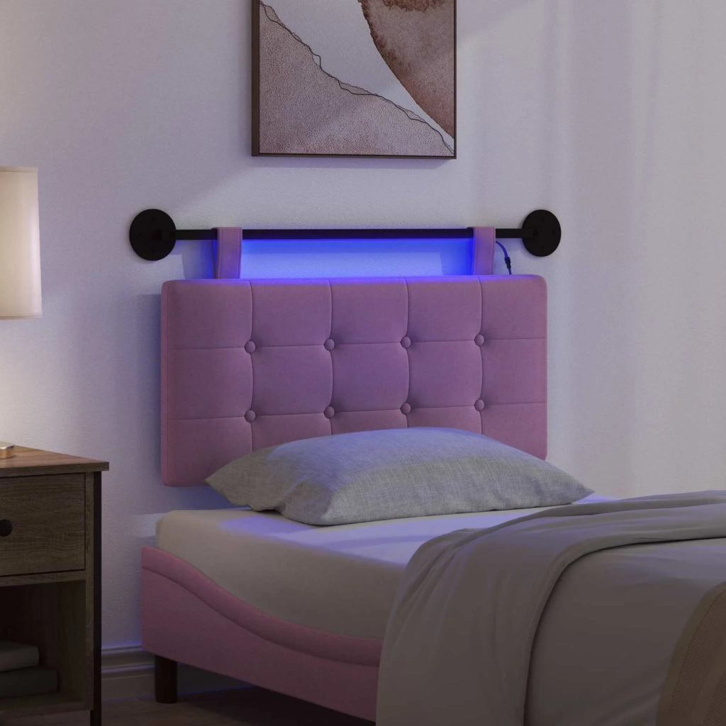 Testiera sospesa Con luce LED Rosa Tessuto