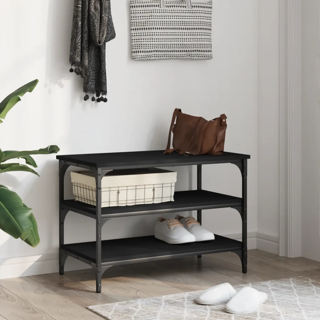 Panca Porta Scarpe Nera 70x38,5x49 cm in Legno Multistratocod mxl 86105