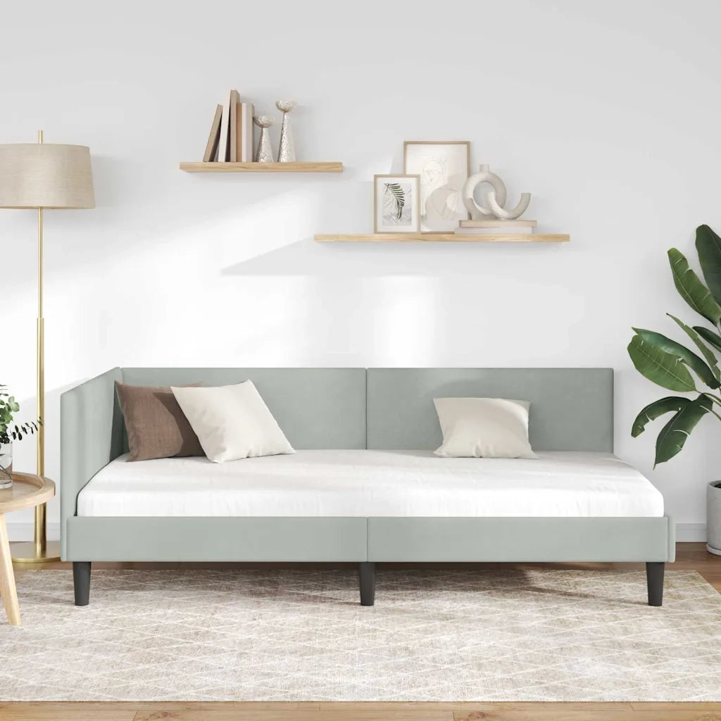Cornice del letto ad angolo Grigio chiaro 90 cm x 190 cm