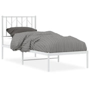 Letto singolo | Letto per adulti | Giroletto senza Materaso con Testiera Metallo Bianco 75x190 cm