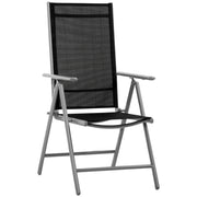 EasyComfort Sedia da Giardino Pieghevole in Alluminio e Texteline Schienale Regolabile a 7 Livelli, Nero 65x55x85-105cm
