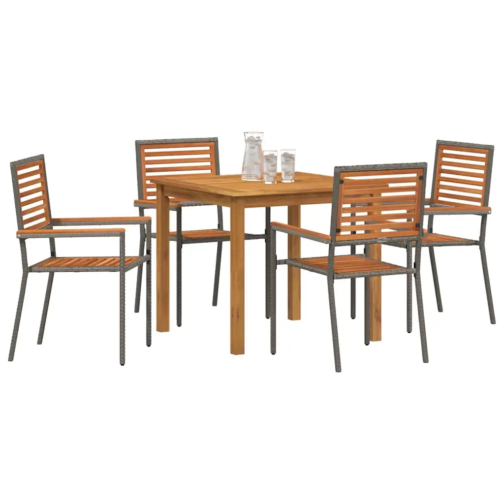Set da Pranzo per Giardino 5 pcs Grigio