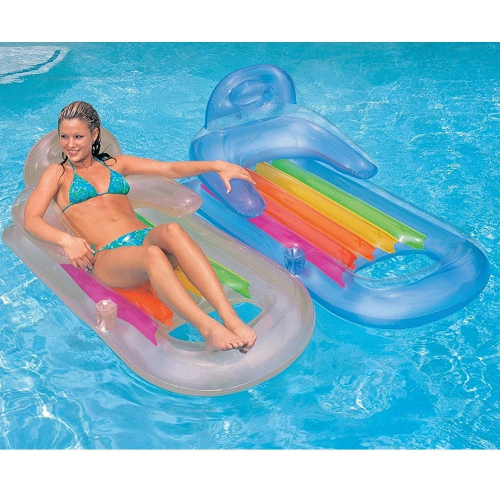Trade Shop - Materassino Poltrona Gonfiabile Relax Mare Piscina Con Portabibite 2 Colori -