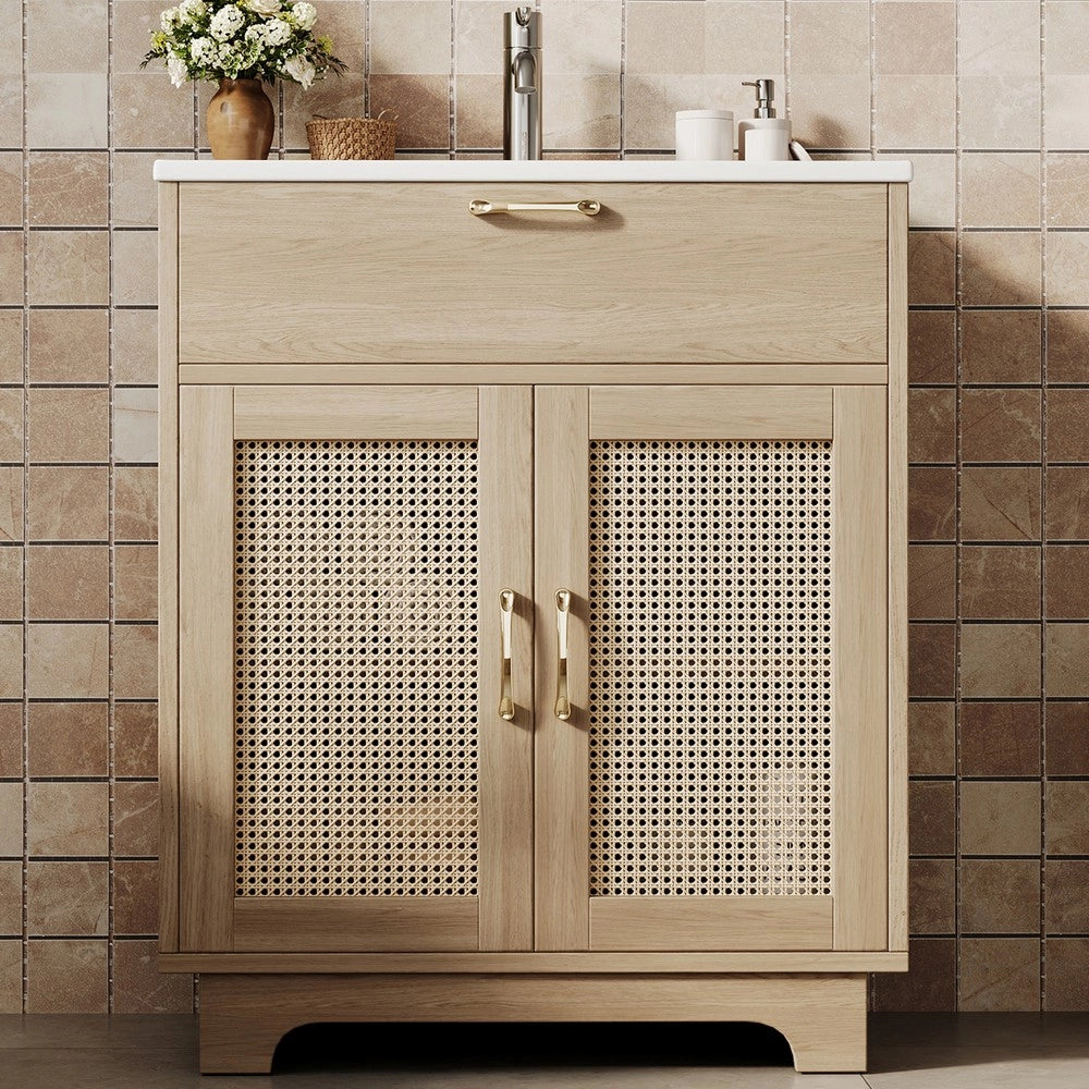 Mobile Sottolavabo da Bagno con Lavabo in Ceramica ¨C Xylo ¨C Bianco, 76x46x88 cm