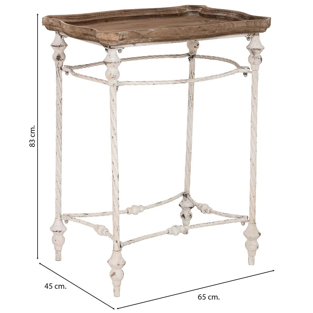 Tavolino laterale in legno marrone, 65x45x83 cm (altezza)