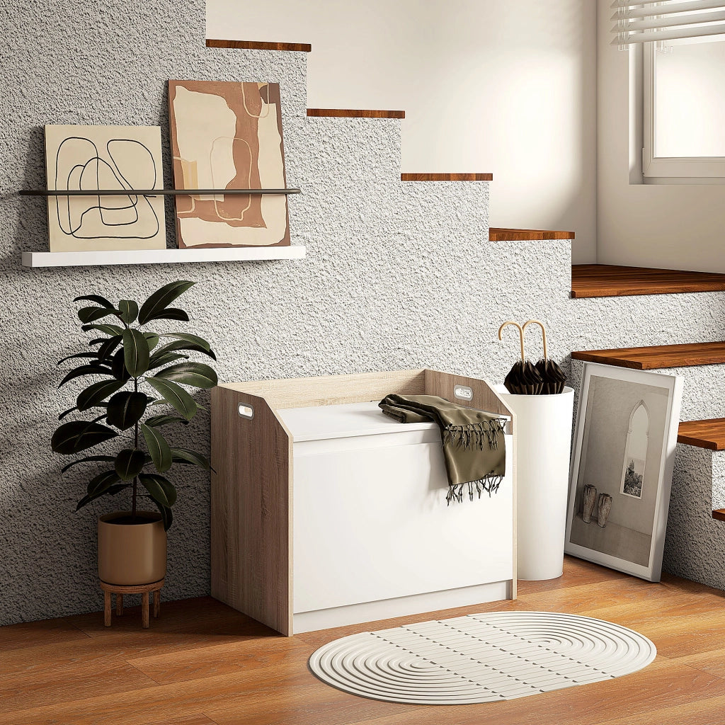 Cassettiera Moderna in Legno con Schienale e Vano Contenitore ¨C zephmum ¨C 62.4x40x51.5cm, Bianco