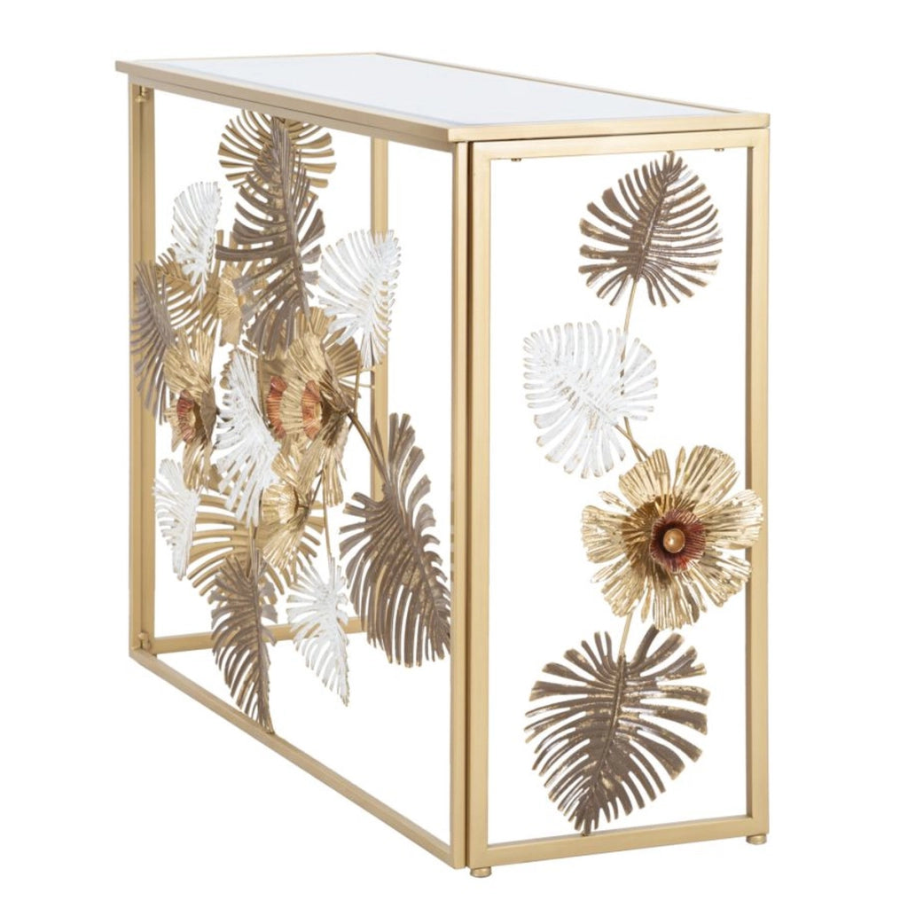 Tavolo Consolle Foglia 71, Multicolore, Metallo, 113x40x80 cm