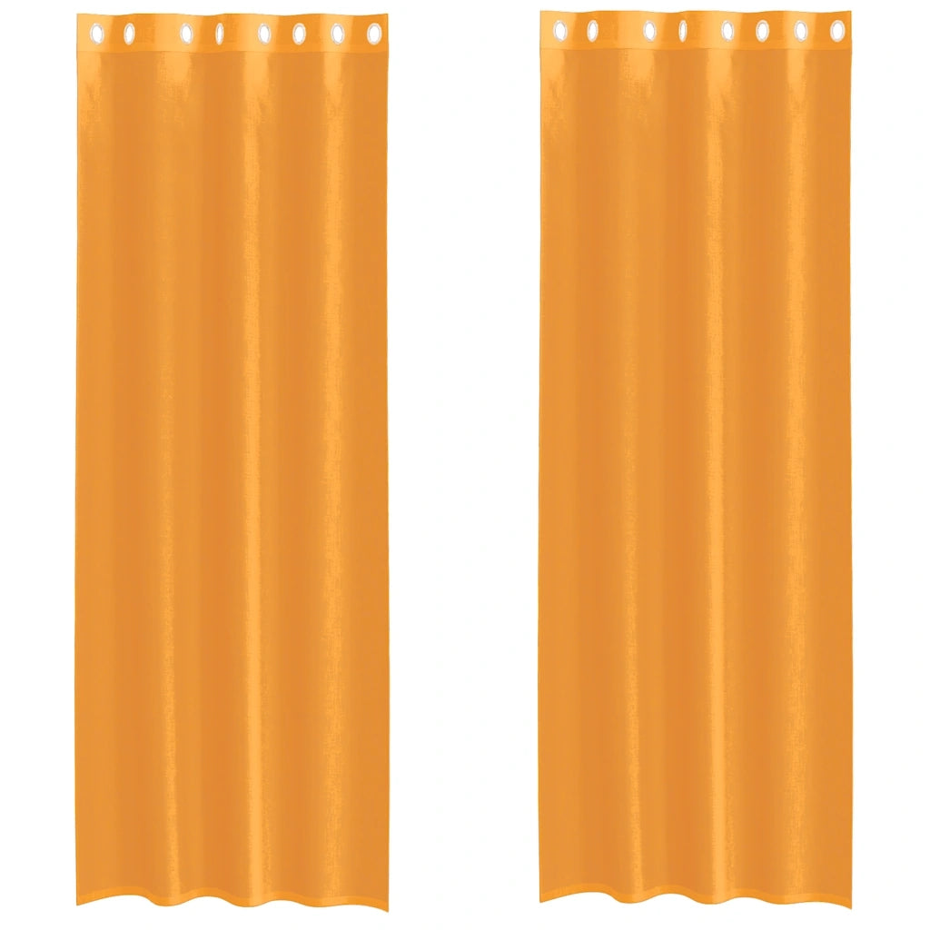 Tende in Voile con Occhielli 2 pz Arancio 140x300 cm