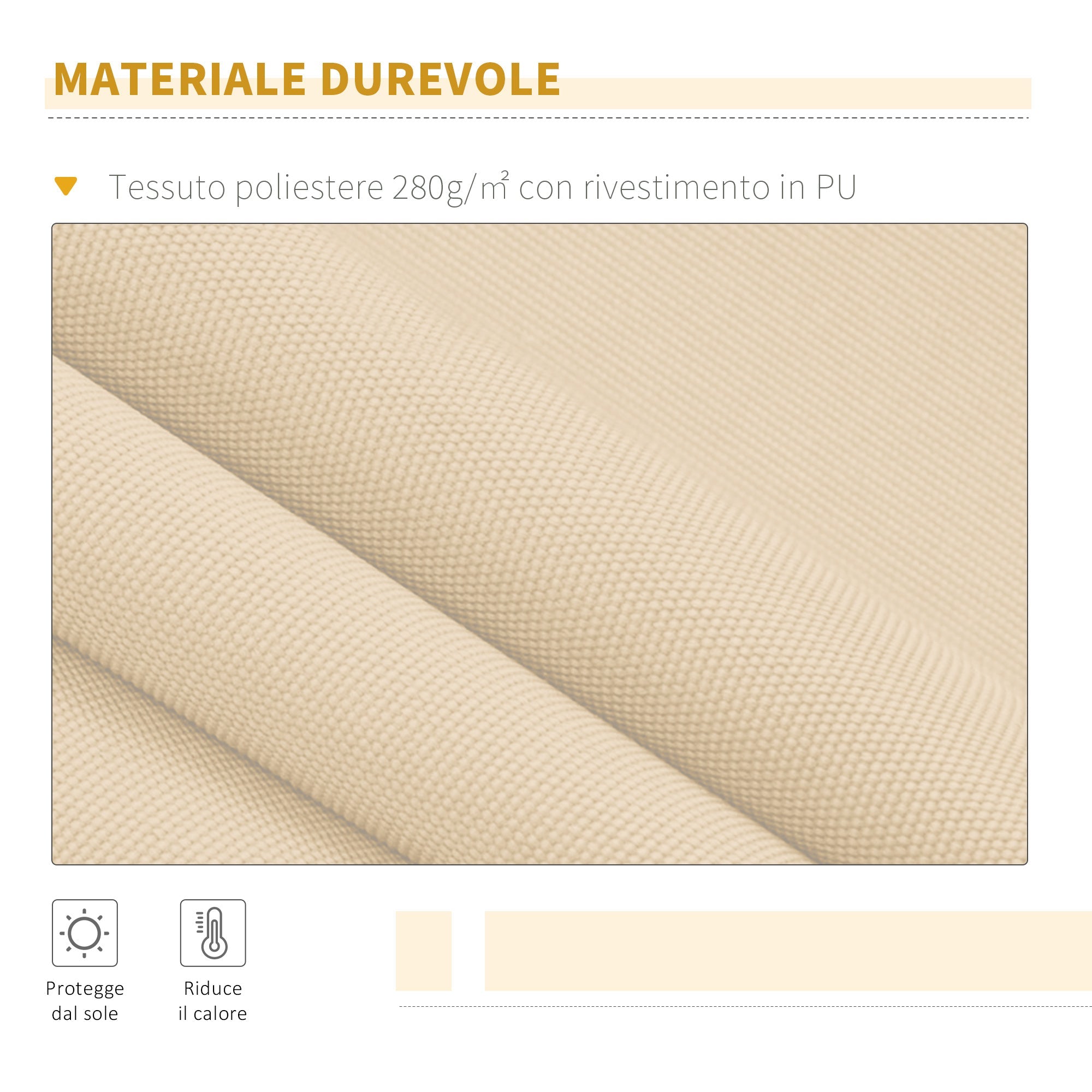 Tenda da Sole Avvolgibile a Parete 4x2.5m in Poliestere Beige