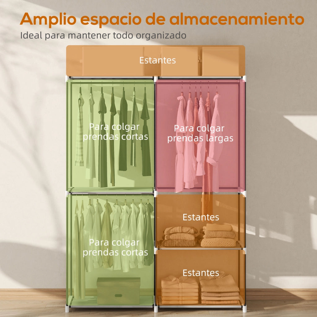 Armadio Aperto con Ripiani e Appendiabiti ¨C Zephmum ¨C Grigio 142x43x185 cm