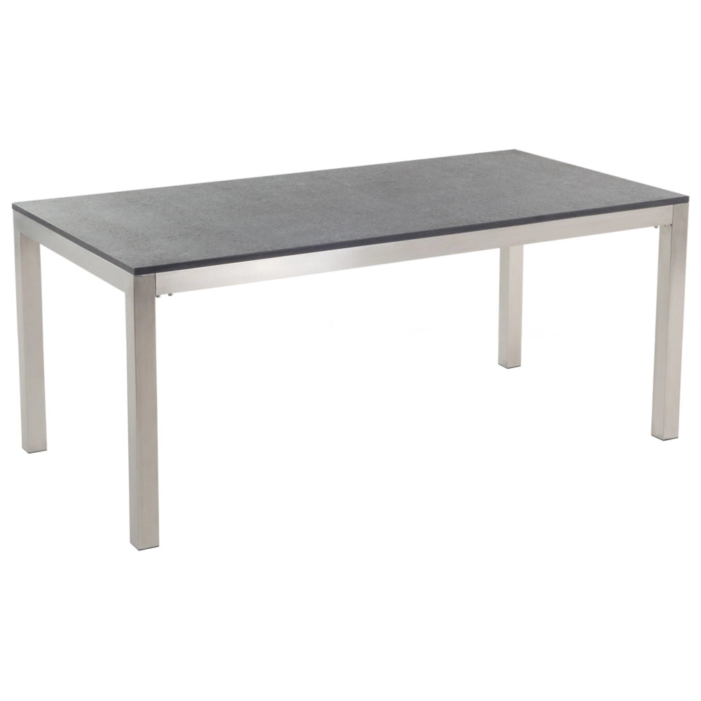 Set da pranzo da giardino grigio con piano in granito fiammato 6 posti 180 x 90 cm