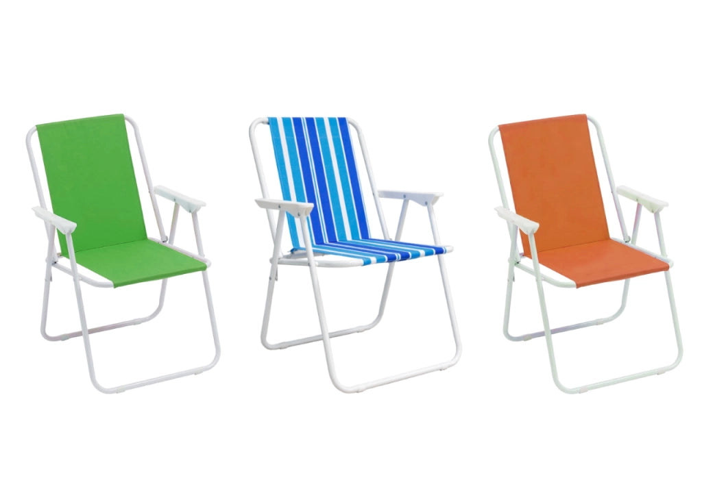 Sedia Camping Spiaggia Pieghevole Con Schienale Da Giardino Modello Miramare - Miramare - Blu-Bianco