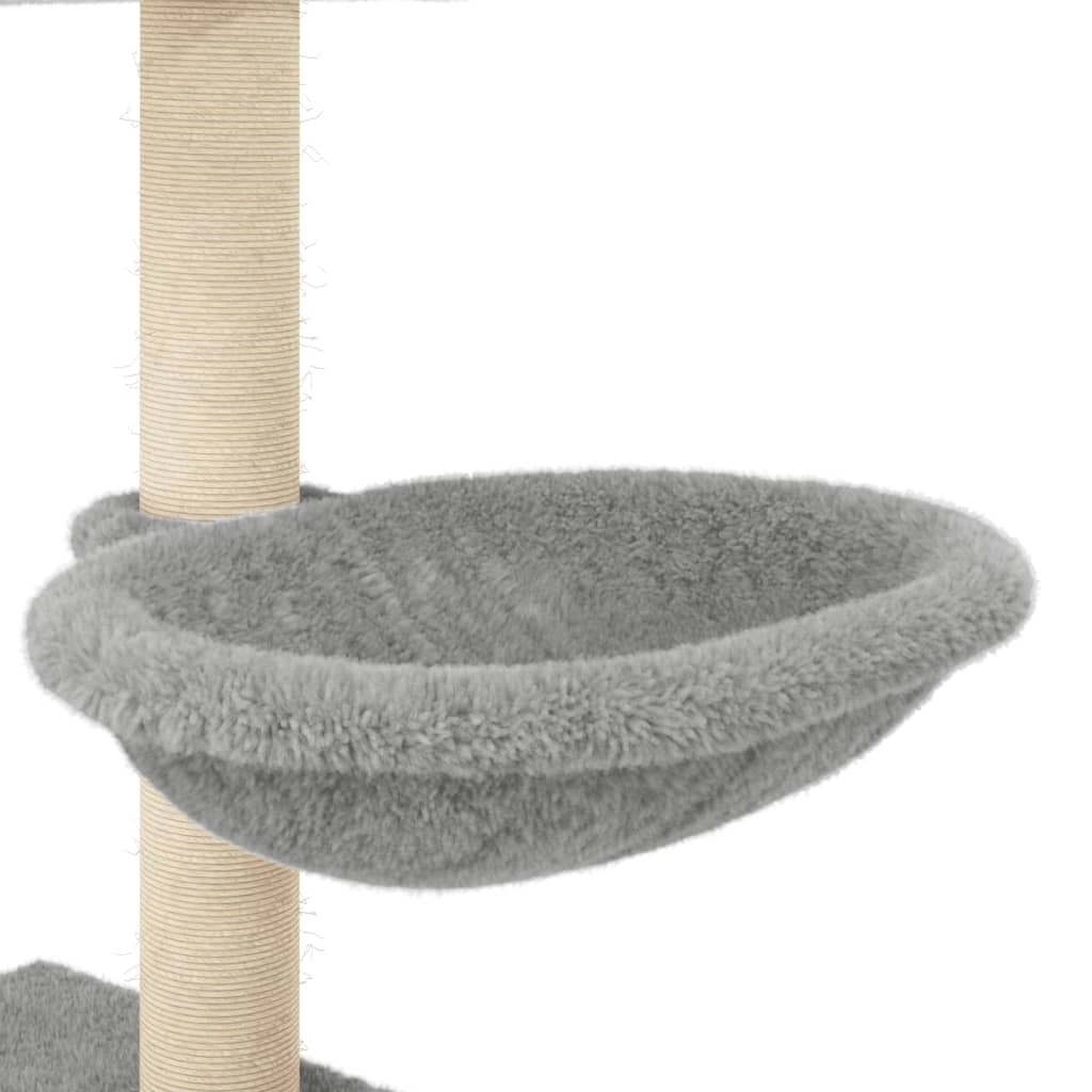 Tiragraffi per gatti torre per arrampicata giocattolo piattaforma per arrampicata con tiragraffi in sisal leggero 117 cm grigio 02_0022553
