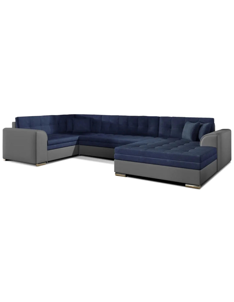 Panoramico divano letto CALDERO 5 posti blu navy e grigio – angolo destro