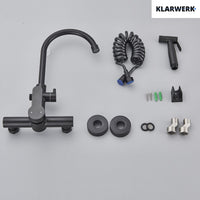 JULIE | Rubinetto miscelatore gastronomia a parete nero | professionale da cucina in acciaio inox con doccetta|Acqua rubinetto ristorante  bocca alta