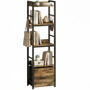 Libreria 4 livelli 39x26x136，5 cm legno e metallo marrone con cassetto