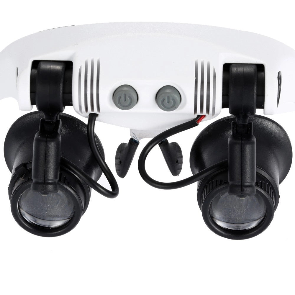 Trade Shop - Visiera Occhiali Lente Ingrandimento Precisione Con 2 Led 4 Lenti Luce 9892gj-3a -