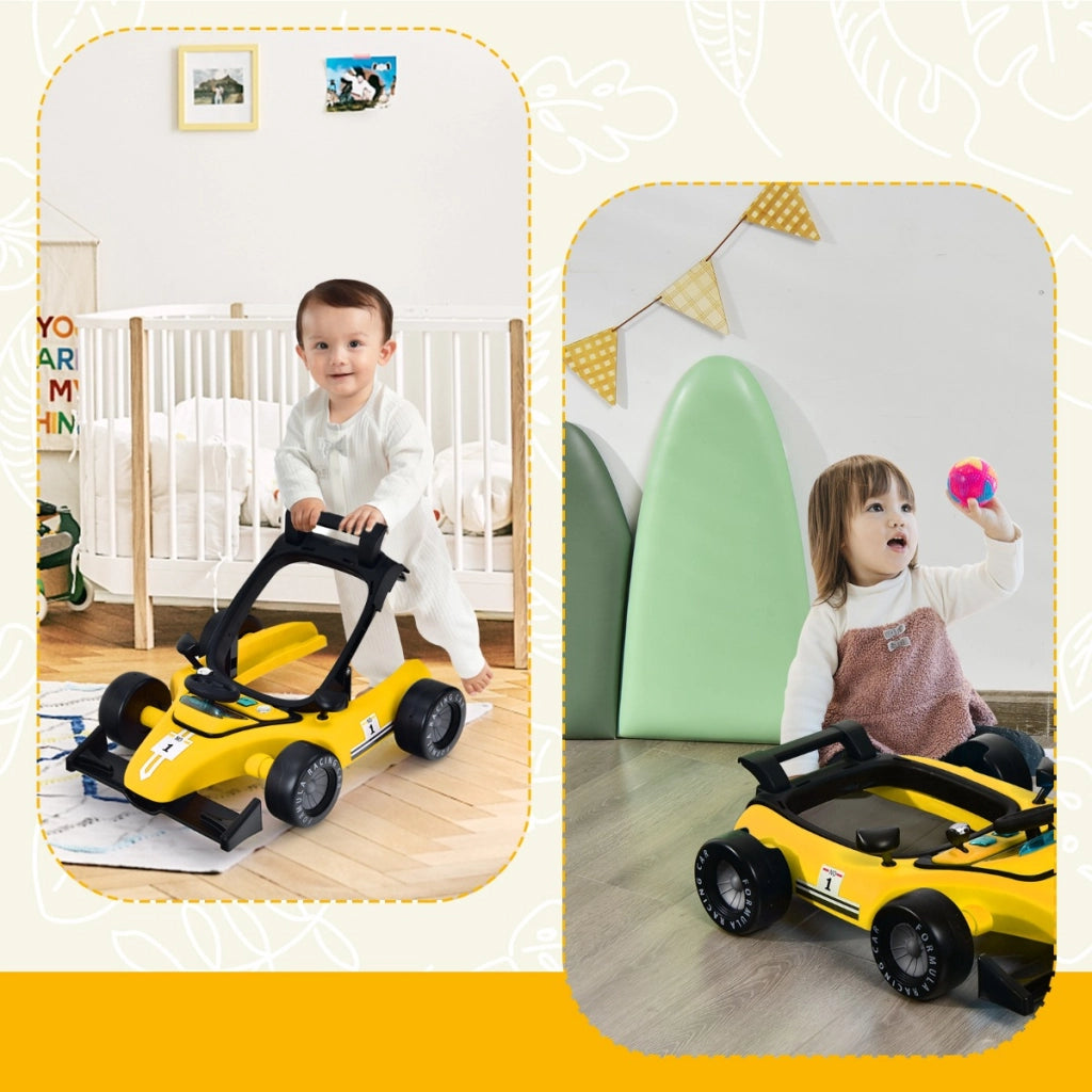 Primi passi 4 in 1 per neonati con altezza e velocit¨¤ regolabili, Primi passi a spinta con carillon con luci Giallo