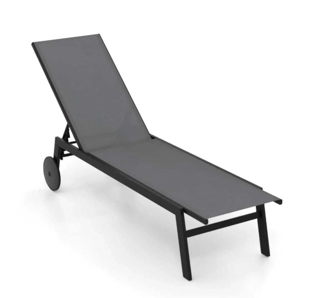 Poltrona da giardino regolabile 190-150,5 x 59 x 33,5-99 cm comfort ottimale design moderno in metallo grigio 20_0017334