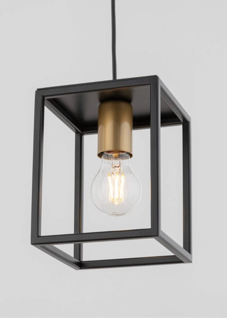 Lampada a sospensione loft nero/oro Vigo 1xE27 Sigma
