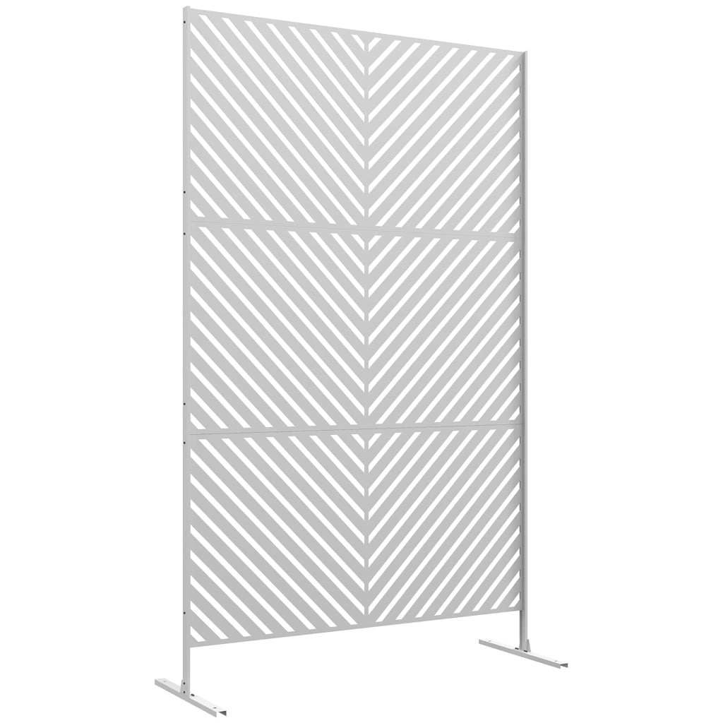Separatore ambienti esterno 3 pezzi triangoli ¨C zephmum ¨C bianco acciaio 122x45x198 cm