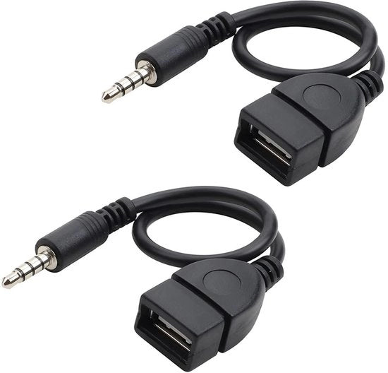 2 pezzi Adattatore 3,5 mm Aux a USB 2.0 - Cavo audio con stekker Aux per connessione USB 2.0 per ricarica