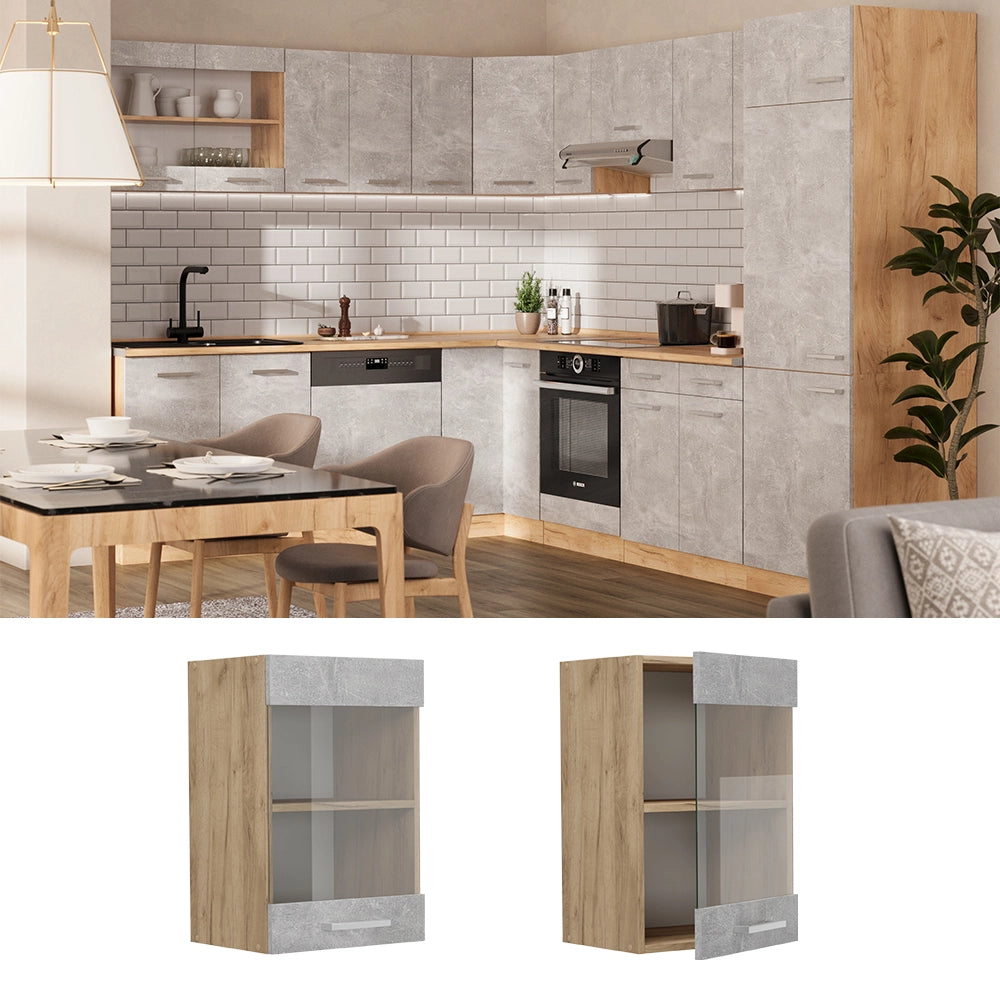 Vicco Mobile da cucina in vetro Calcestruzzo 40 cm