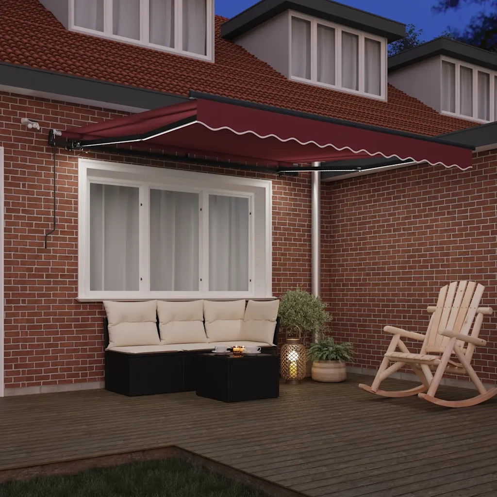 vidaXL Tenda da Sole Retrattile Automatica con LED Bordò 300x250 cm