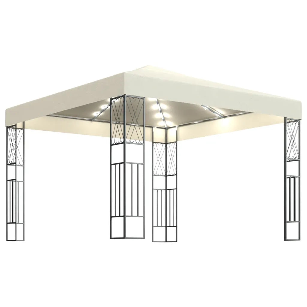 Gazebo | Pergolato con Stringa di Luci LED 3x3 m in Tessuto Crema