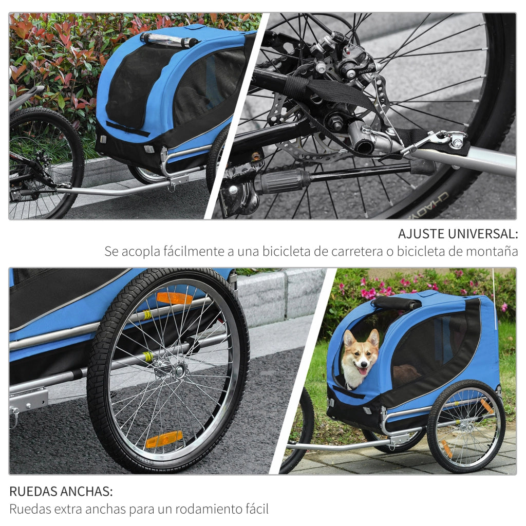 Rimorchio Bicicletta per Cani ¨C zephmum ¨C 130x73x90 cm Azzurro Nero