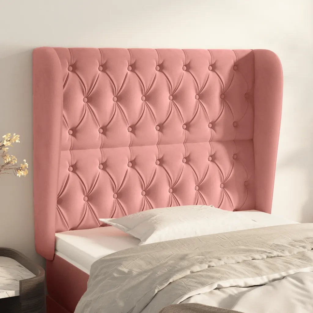 Testiera | Testata ad Orecchio Rosa 93x23x118/128 cm in Velluto