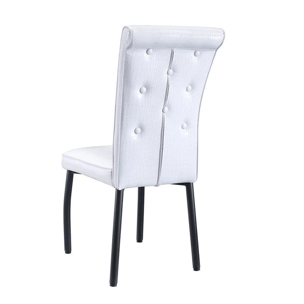 Set di 2 sedie retr¨° in pelle di coccodrillo morbida - Xylo - Bianco e nero con fibbia di cristallo