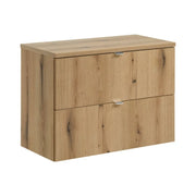 Set da bagno sospeso VANO effetto rovere 80cm: mobili sotto lavabo con cassetti + piano per lavabo